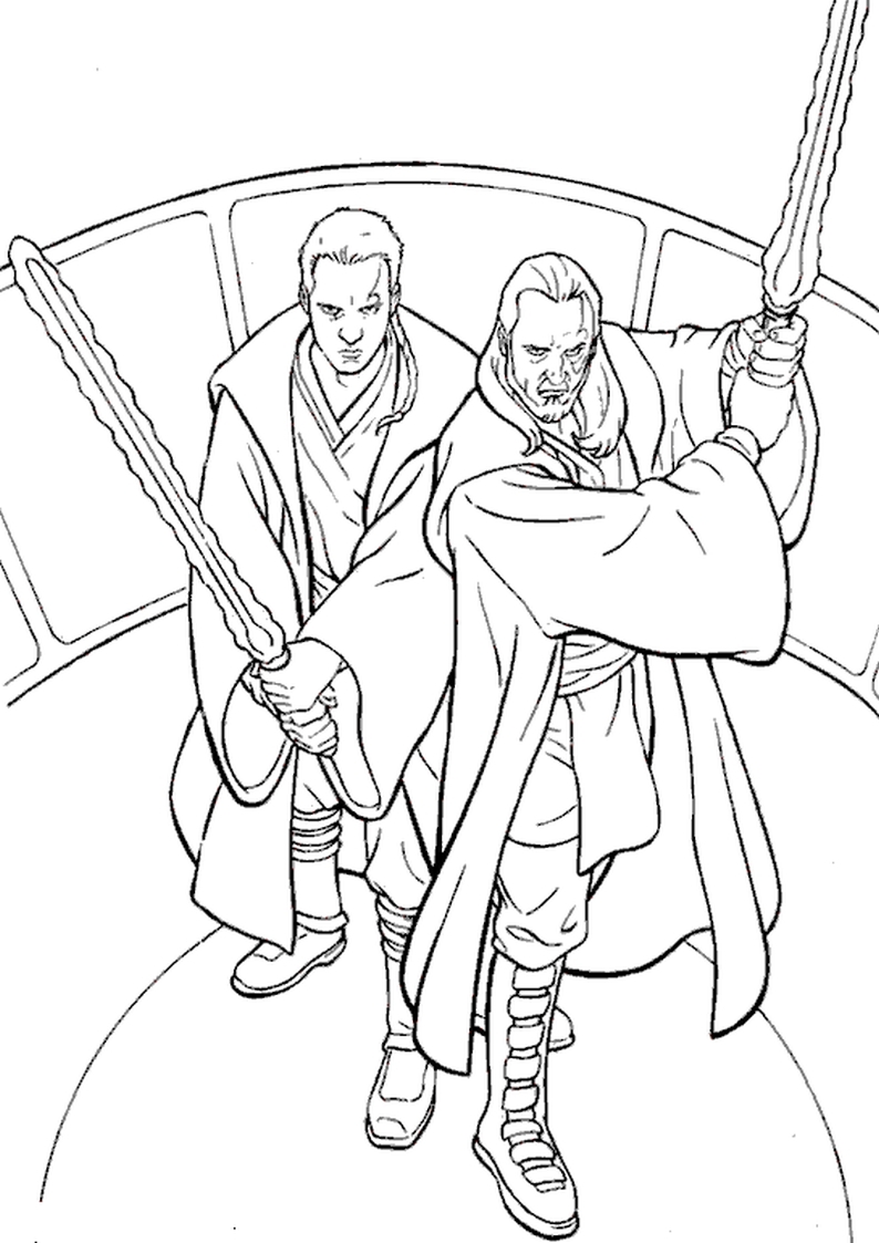 kolorowanka Anakin i Obi Wan Kenobi Star Wars, malowanka dla chłopców do wydruku nr 50